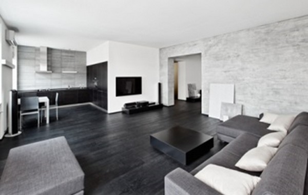Sala com móveis pretos